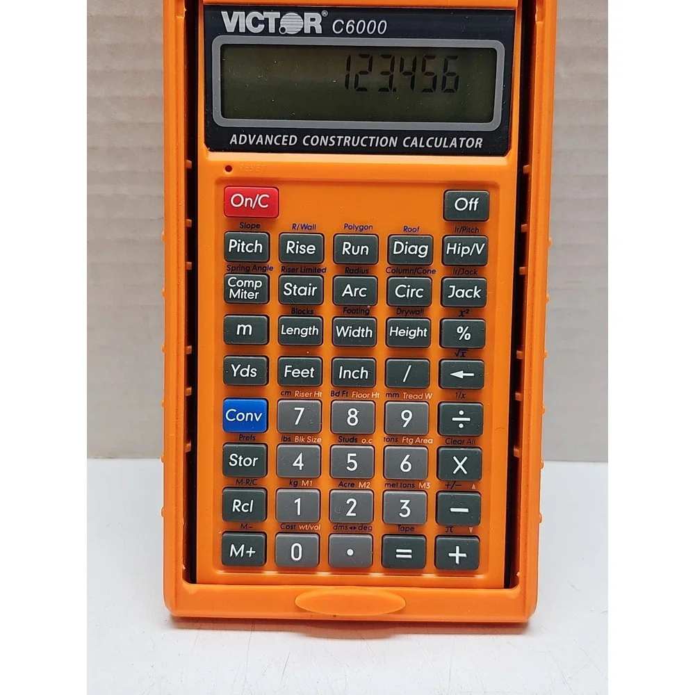 Victor C6000 Advanced Construction Calculator with Protective Case, Orange